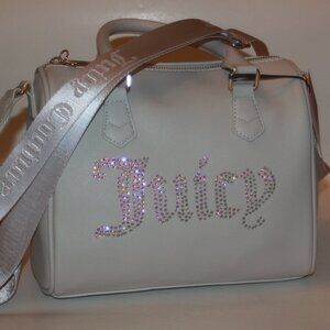 Juicy Couture Rhinestone Satchel Handbag Crossbody Bag Cream  Womens 9-Inch NEW!